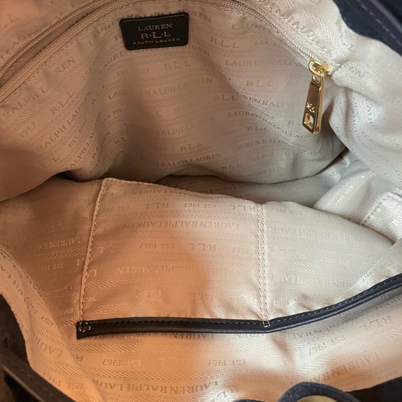 Handbag suede Ralph Lauren dark blue - Picture 4 of 6